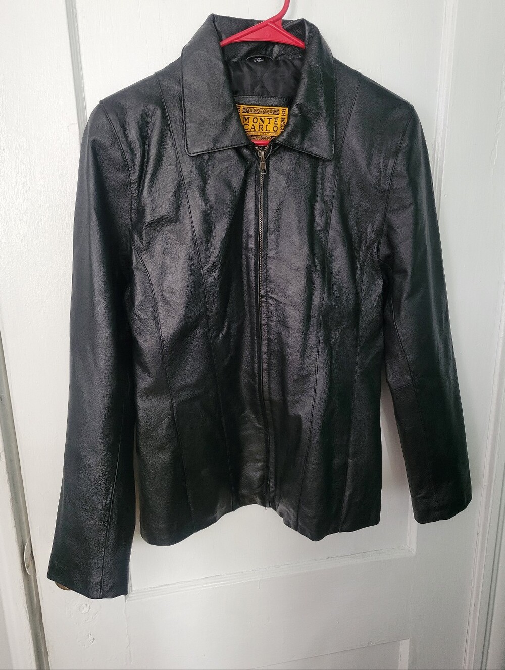 Monte Carlo Black Leather Bomber Jacket - Women